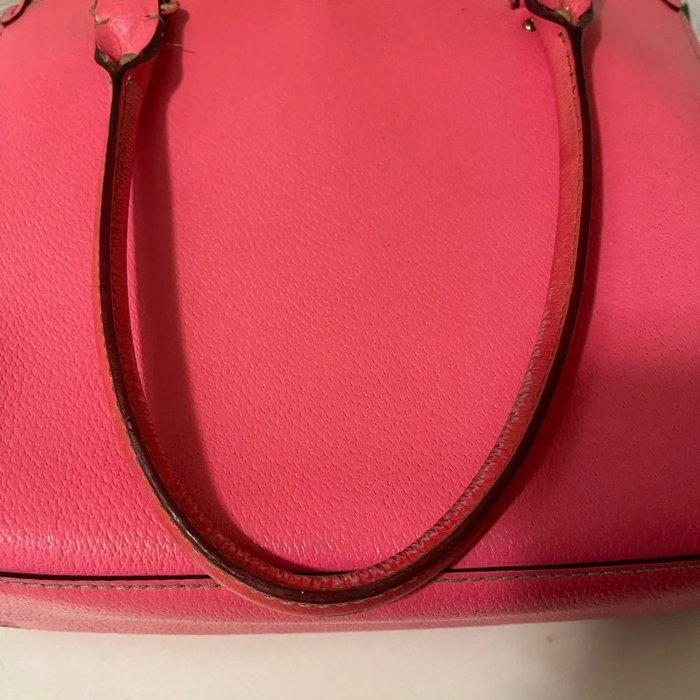 Kate Spade Neon Coral Pink Leather Tote